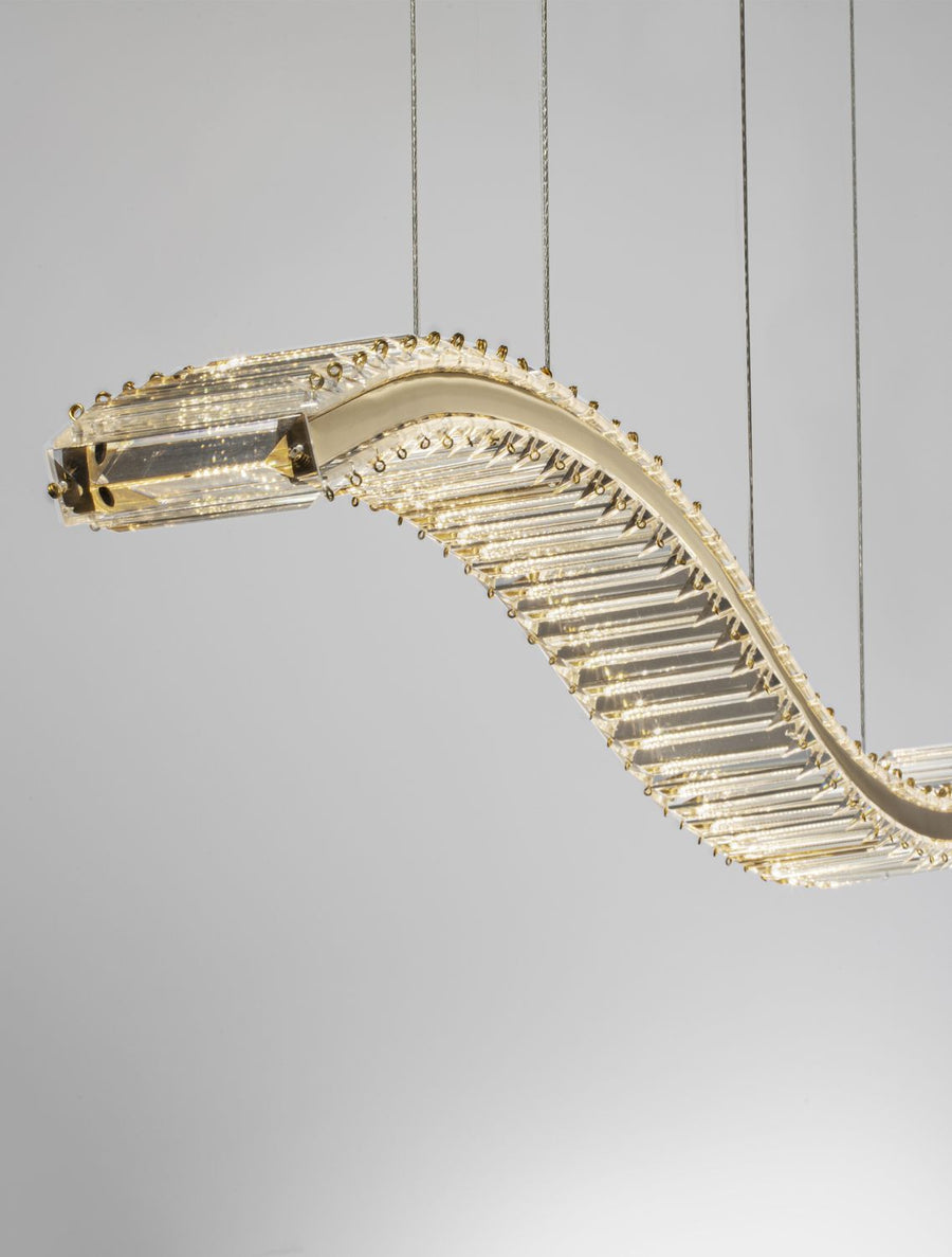 Suspension Aurelia dorée, cristal, H 150 cm (9333078)
