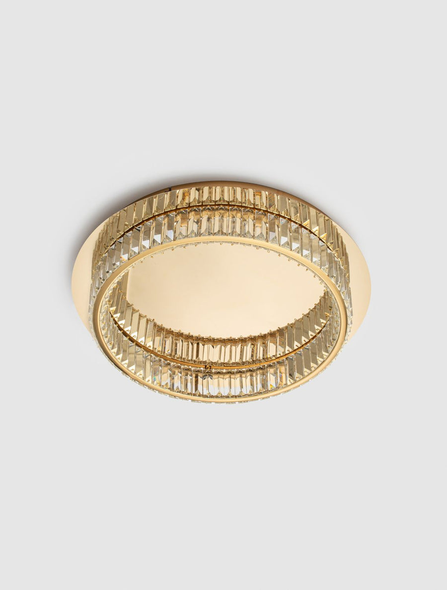 Plafonnier Aurelia doré, cristal, Ø 50 cm