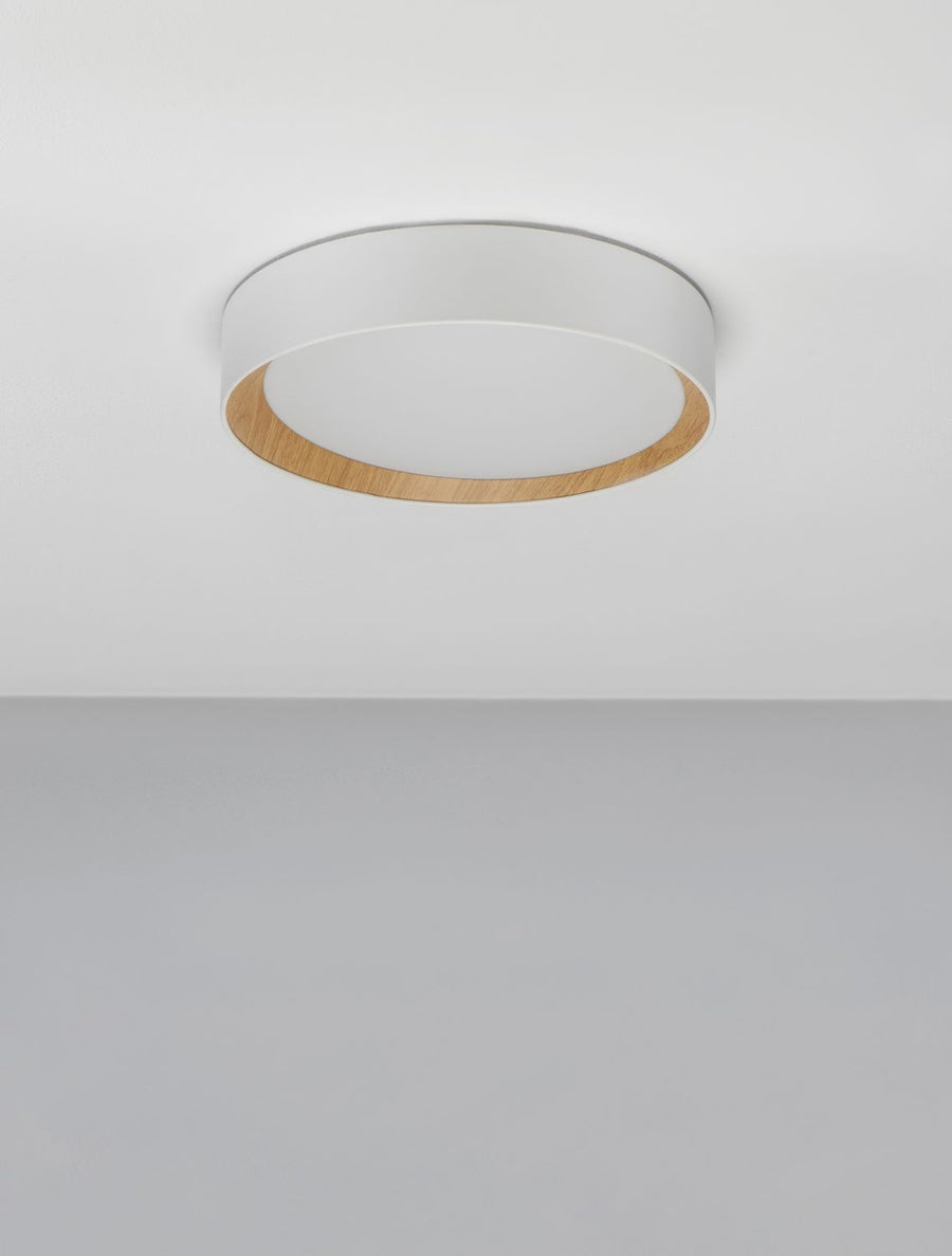 Plafonnier Stake blanc, bois, Ø 35 cm