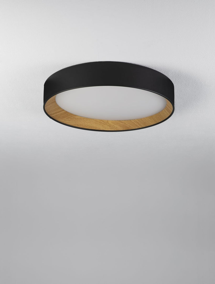 Plafonnier Stake noir, bois, Ø 45 cm