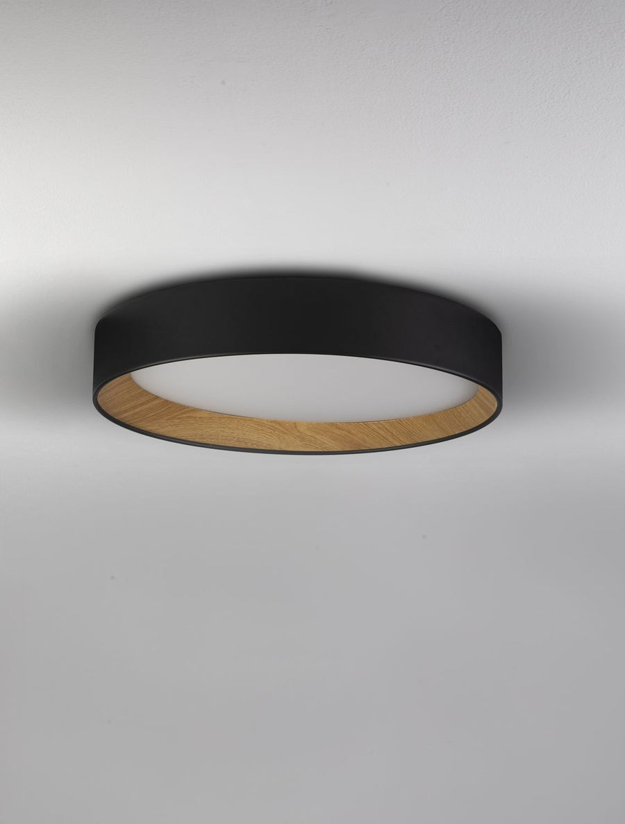 Plafonnier Stake noir, bois, Ø 45 cm
