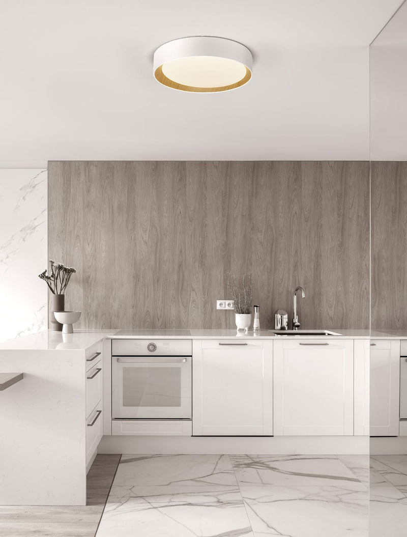 Plafonnier Stake blanc, bois, Ø 60 cm