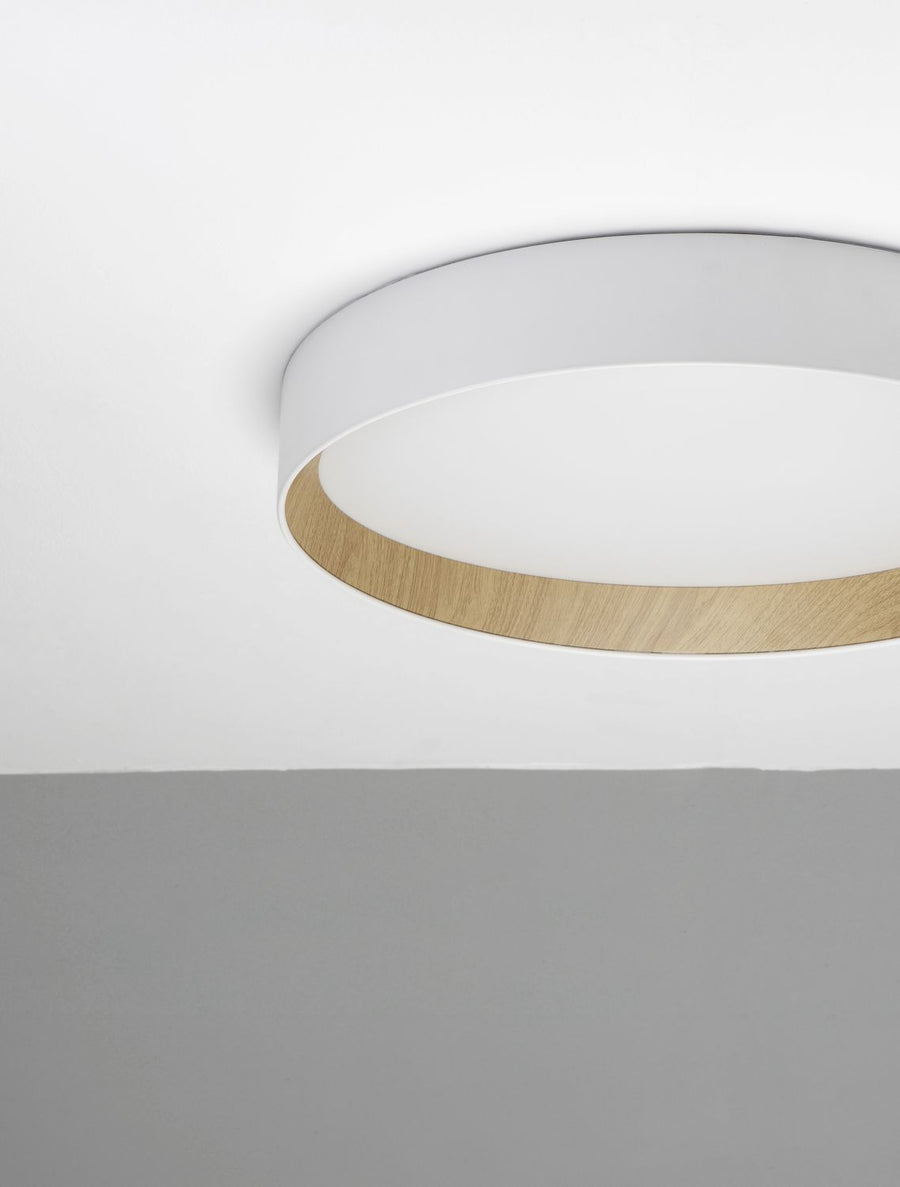 Plafonnier Stake blanc, bois, Ø 60 cm