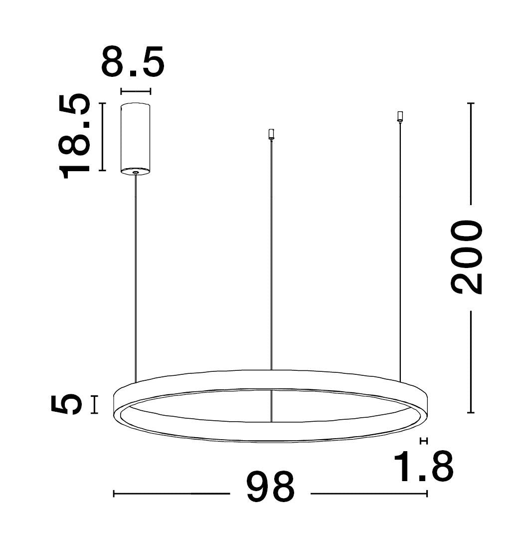 Suspension Elowen noire, H 200 cm