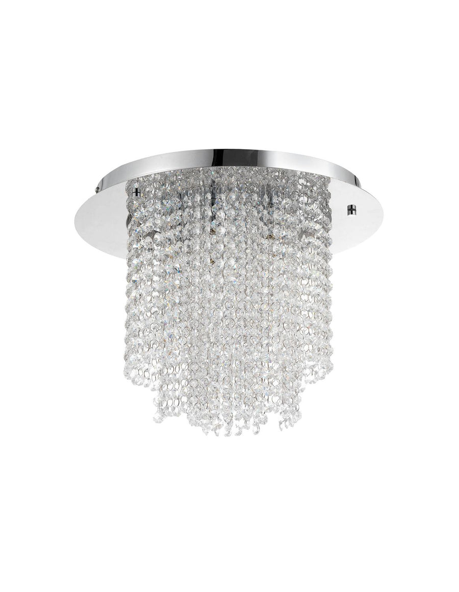 Plafonnier Fontana 5 lumières chromé, cristal
