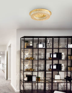 Plafonnier Zeffari doré, cristal