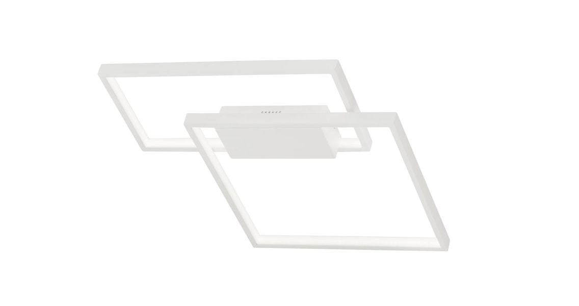 Vue de face sur fond blanc du plafonnier à deux cadres carrés superposés