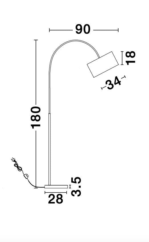 Lampadaire Sama noir, tissu