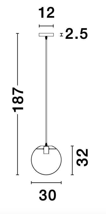 Suspension Mirale noire, verre, H 187 cm