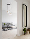 Suspension Mirale 3 lumières noire, verre