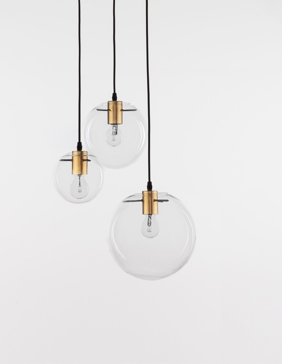 Suspension Mirale 3 lumières noire, verre