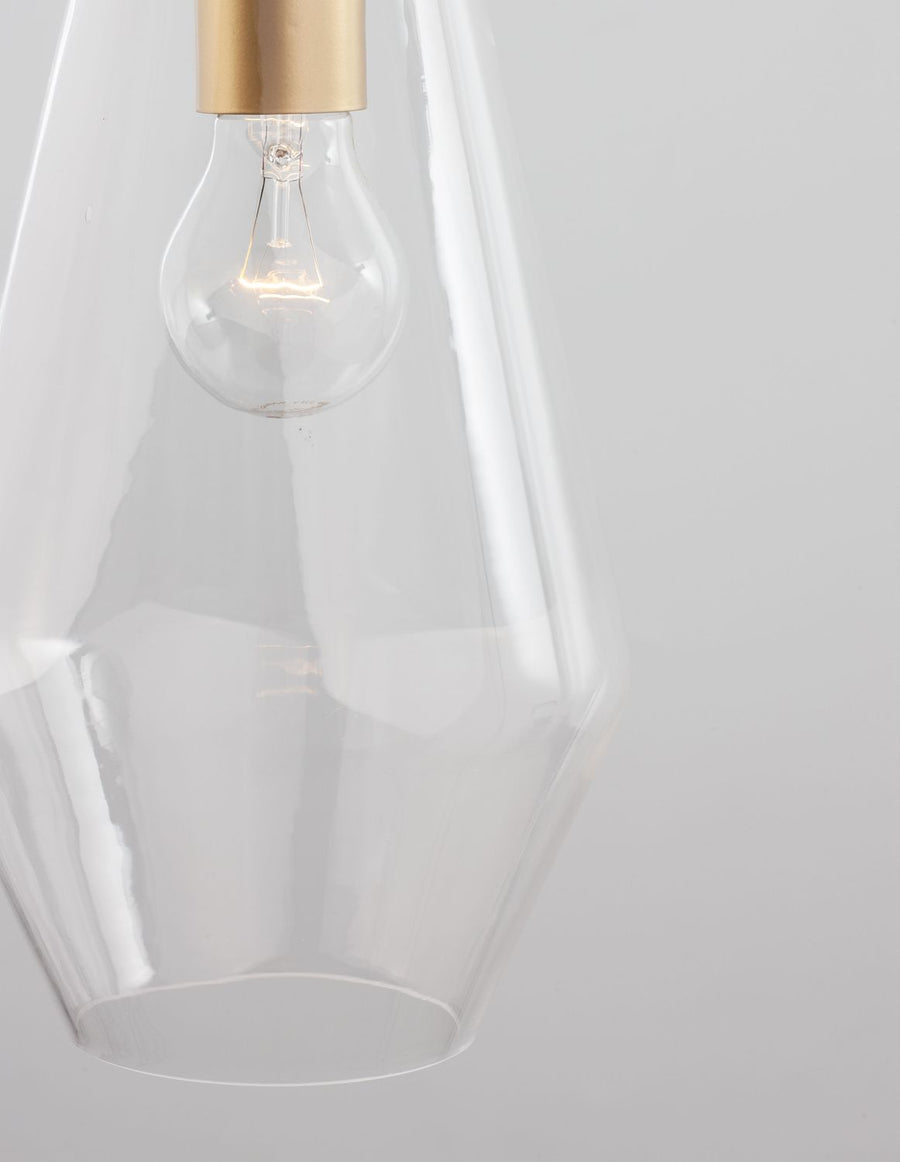 Suspension Prisma dorée, verre, H 120 cm