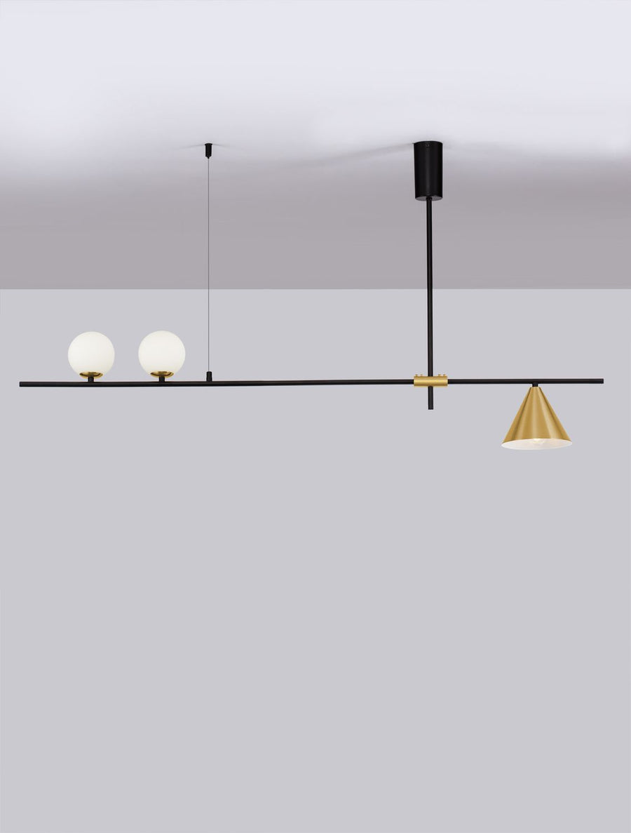 Suspension Sway 3 lumières dorée, verre