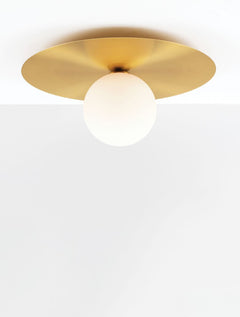 Plafonnier Indigo doré, verre, Ø 40 cm