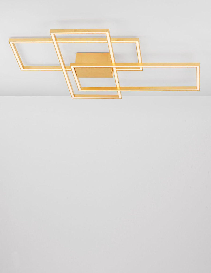 Plafonnier Bilbao doré, L 90 cm