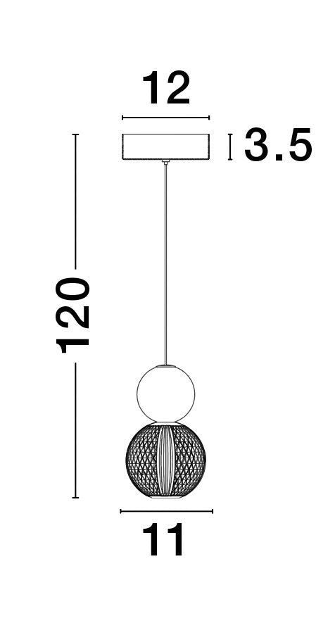 Suspension Brille dorée, H 120 cm (9511020)