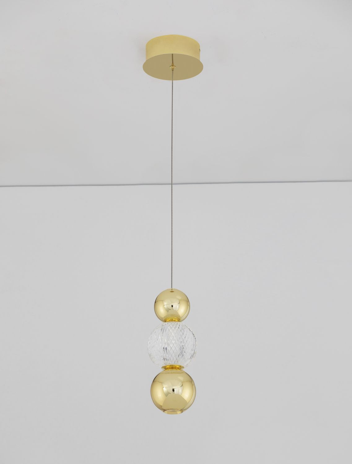 Suspension Brille dorée, H 250 cm