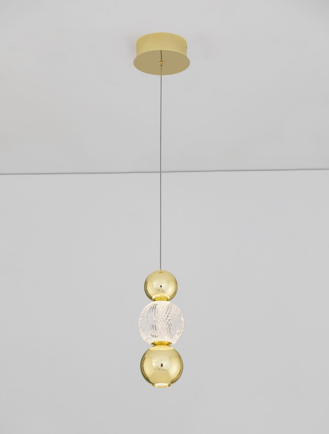 Suspension Brille dorée, H 250 cm