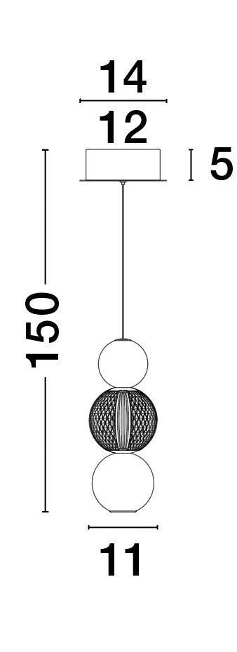 Suspension Brille dorée, H 250 cm