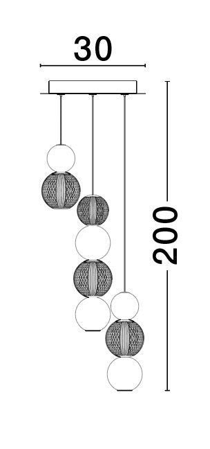 Suspension Brille dorée, H 200 cm (9511040)