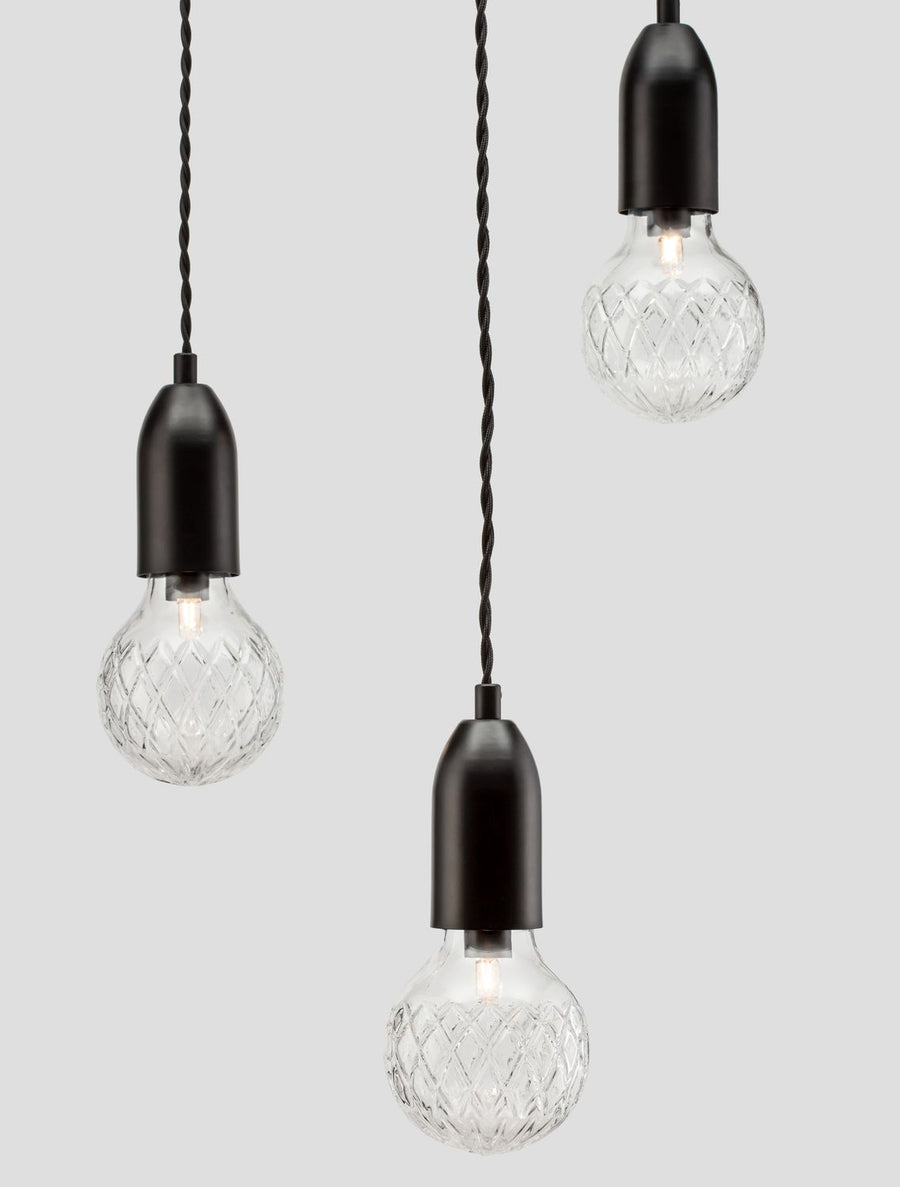 Suspension Veda 3 lumières noire, verre