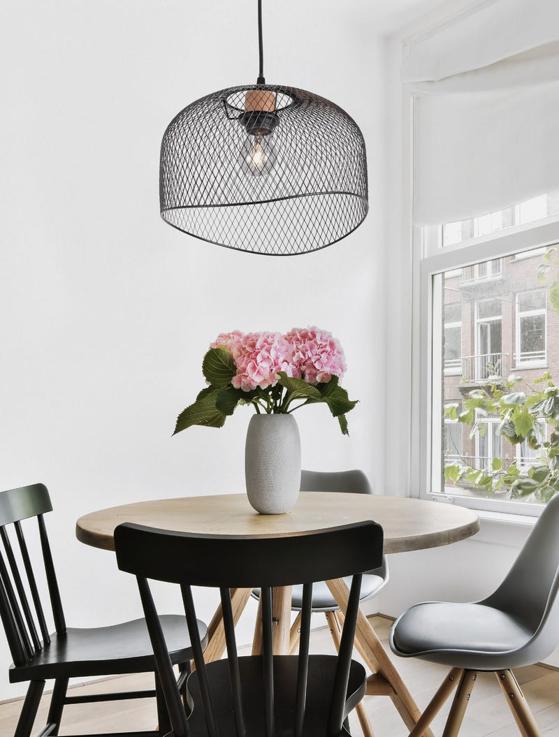 Suspension Lyron noire, bois