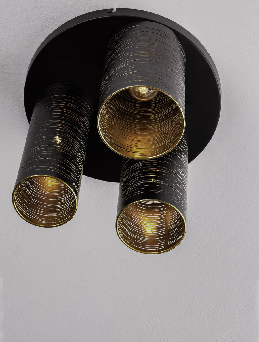 Plafonnier Zane 3 lumières noir