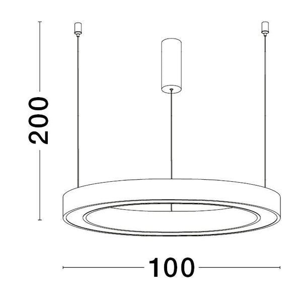 Schéma technique avec hauteur 200 cm et diamètre 100 cm.