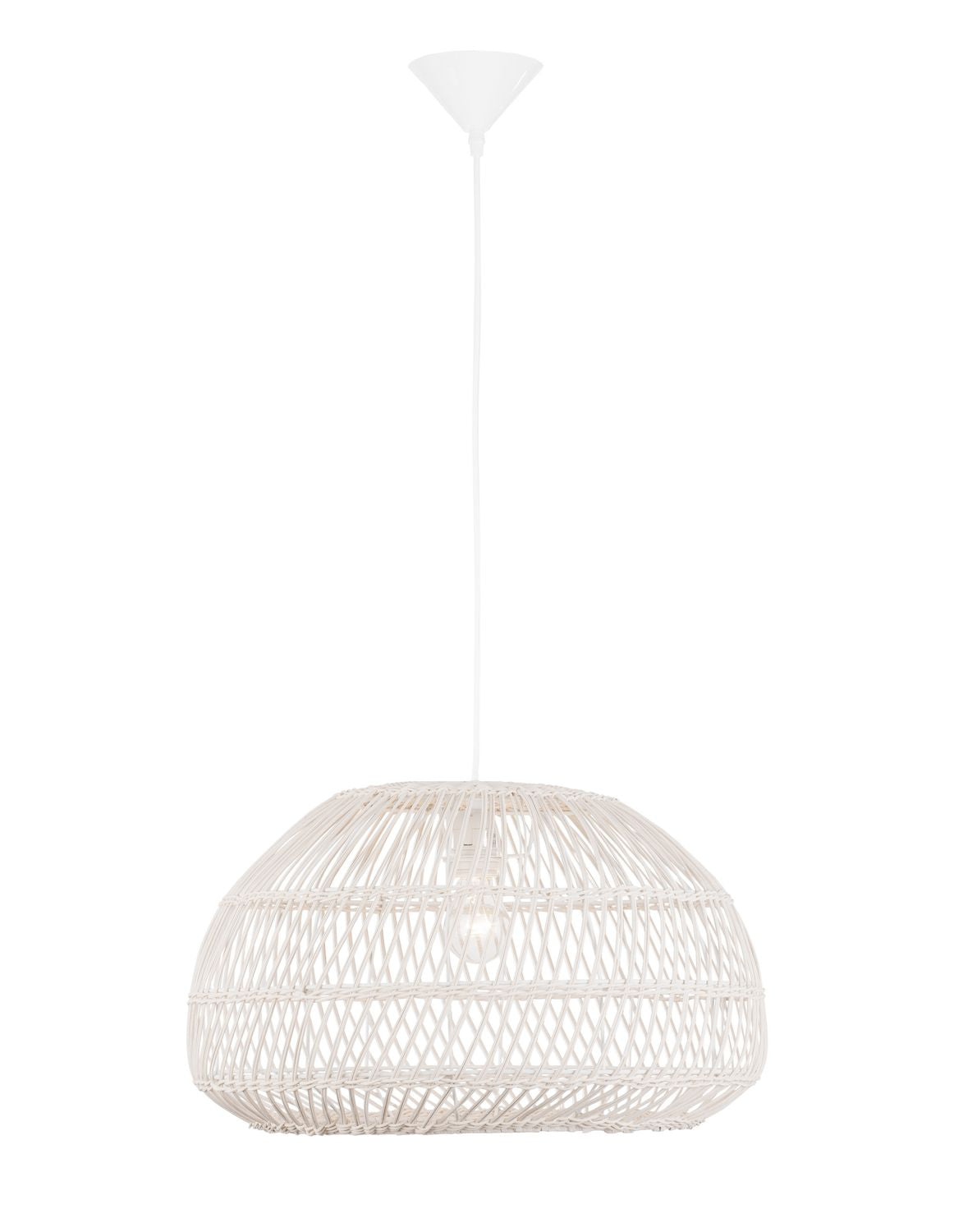 Suspension Melody crème, rotin