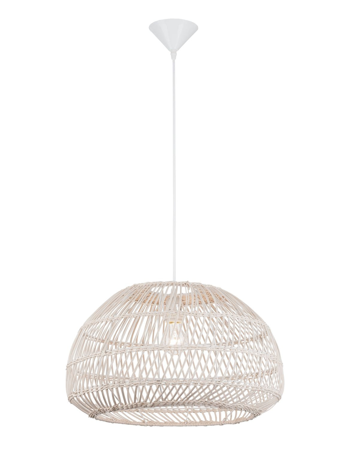 Suspension Melody crème, rotin