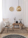 Suspension Marlo beige, rotin, H 180 cm