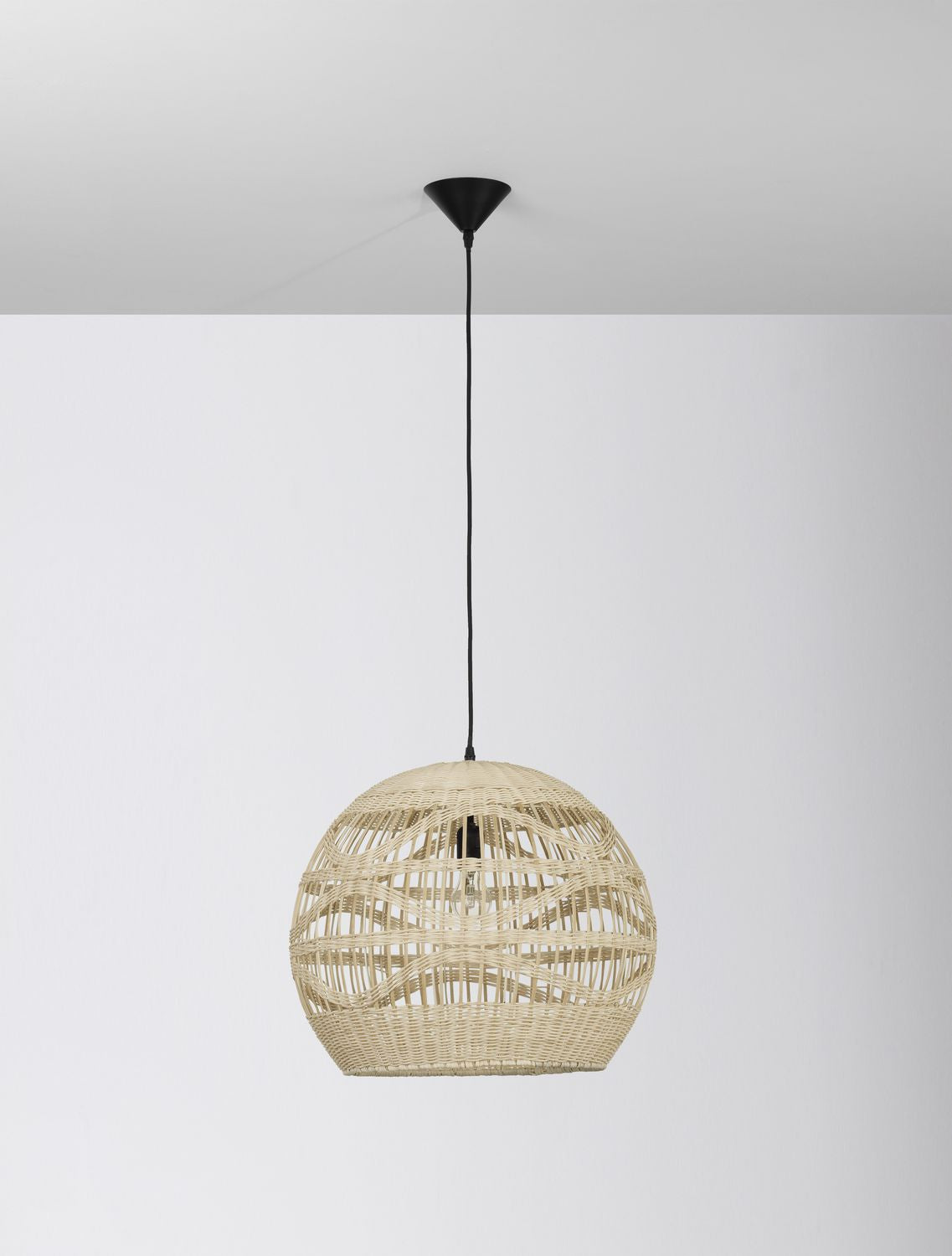 Suspension Marlo beige, rotin, H 205 cm