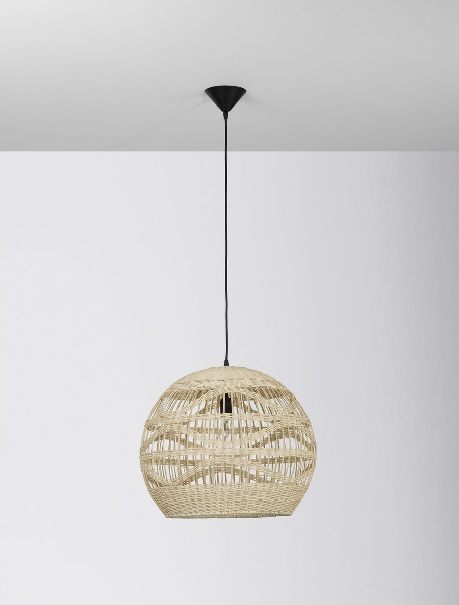 Suspension Marlo beige, rotin, H 205 cm