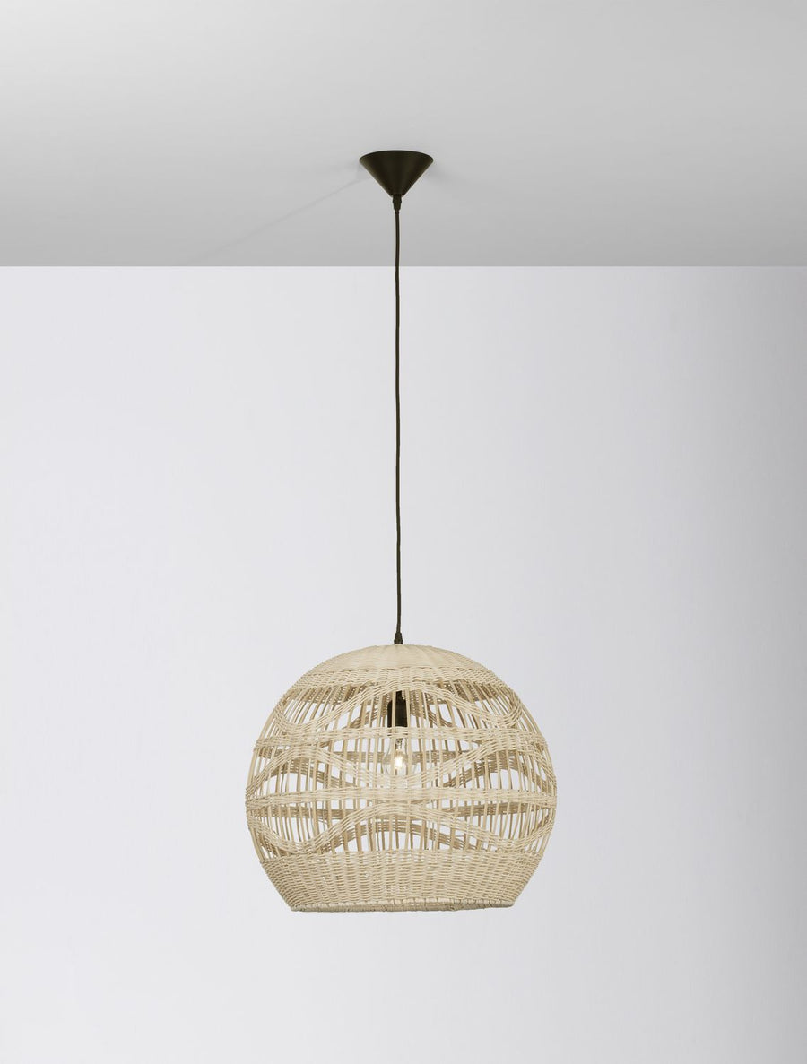 Suspension Marlo beige, rotin, H 205 cm