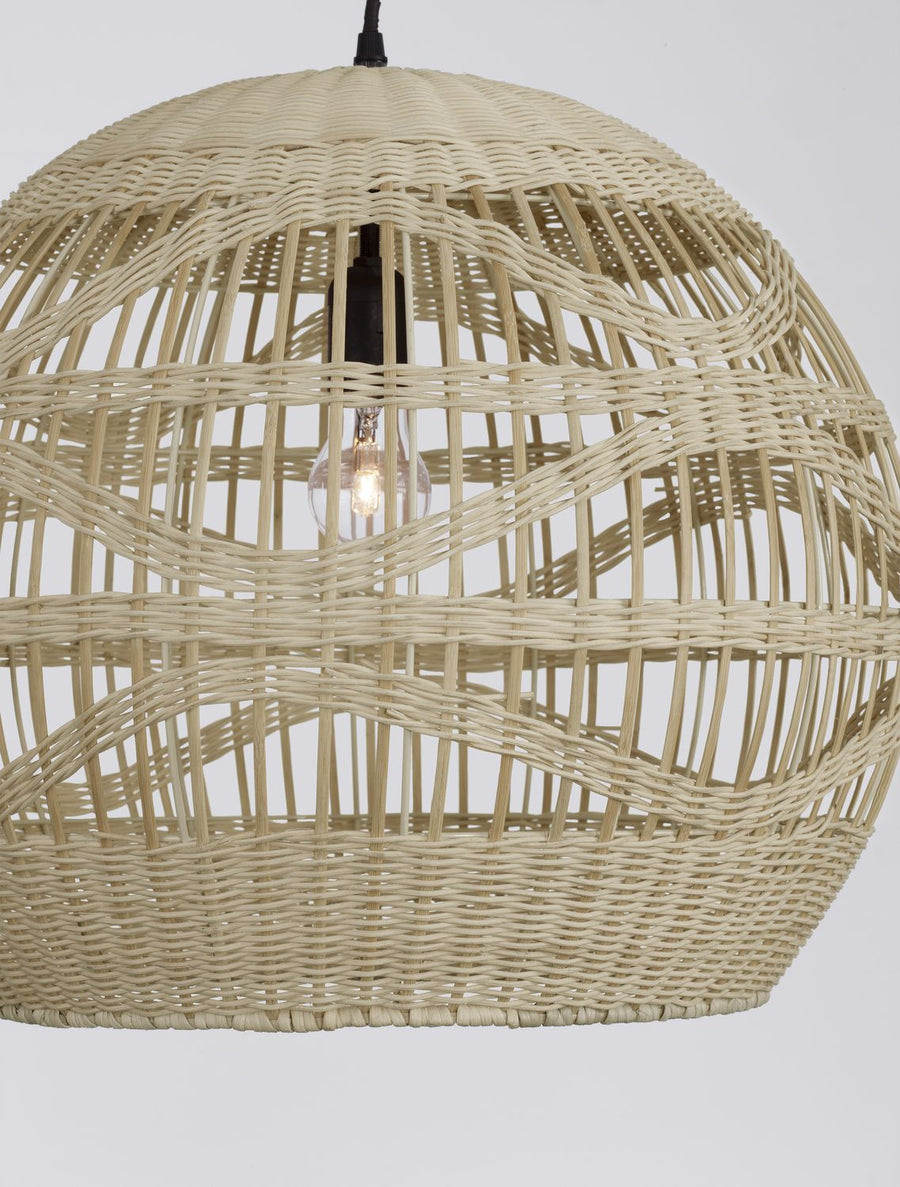 Suspension Marlo beige, rotin, H 205 cm