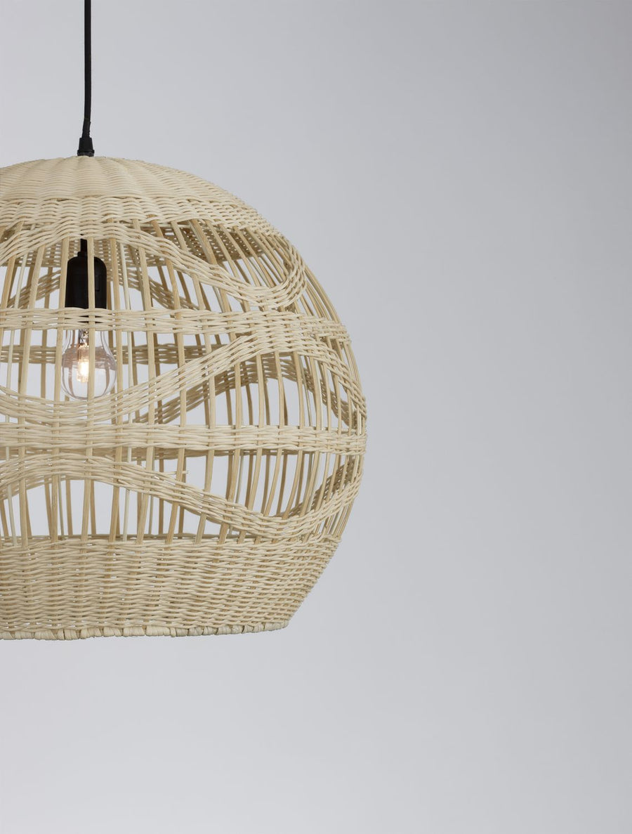 Suspension Marlo beige, rotin, H 205 cm