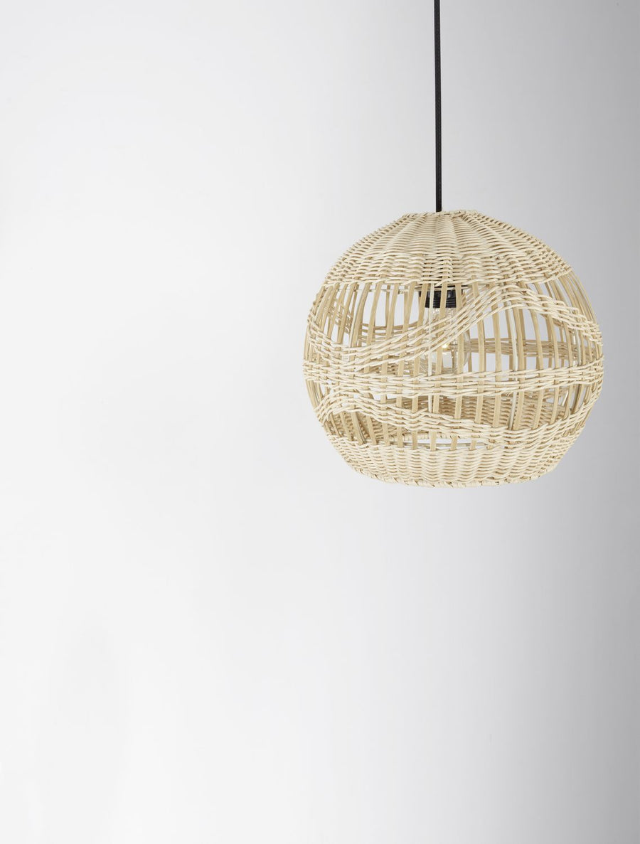 Suspension Marlo beige, rotin, H 195 cm