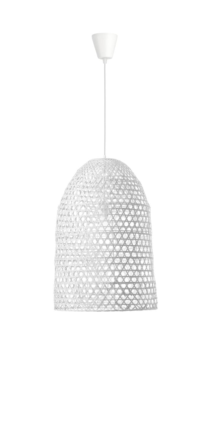 Suspension Aurora blanche, rotin