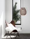 Suspension Griffin marron, rotin
