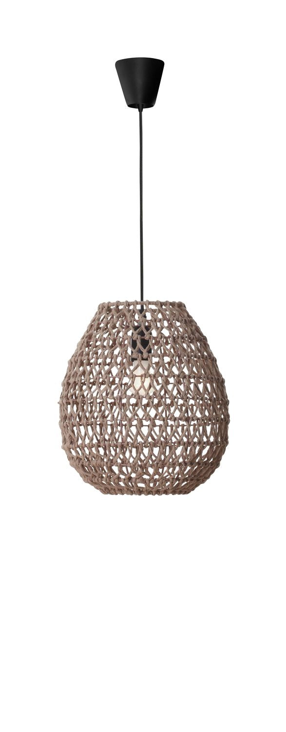 Suspension Griffin marron, rotin