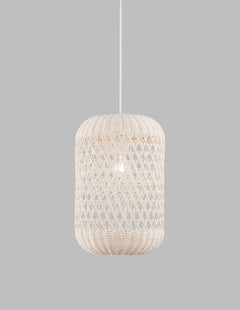 Suspension Aurora crème, rotin