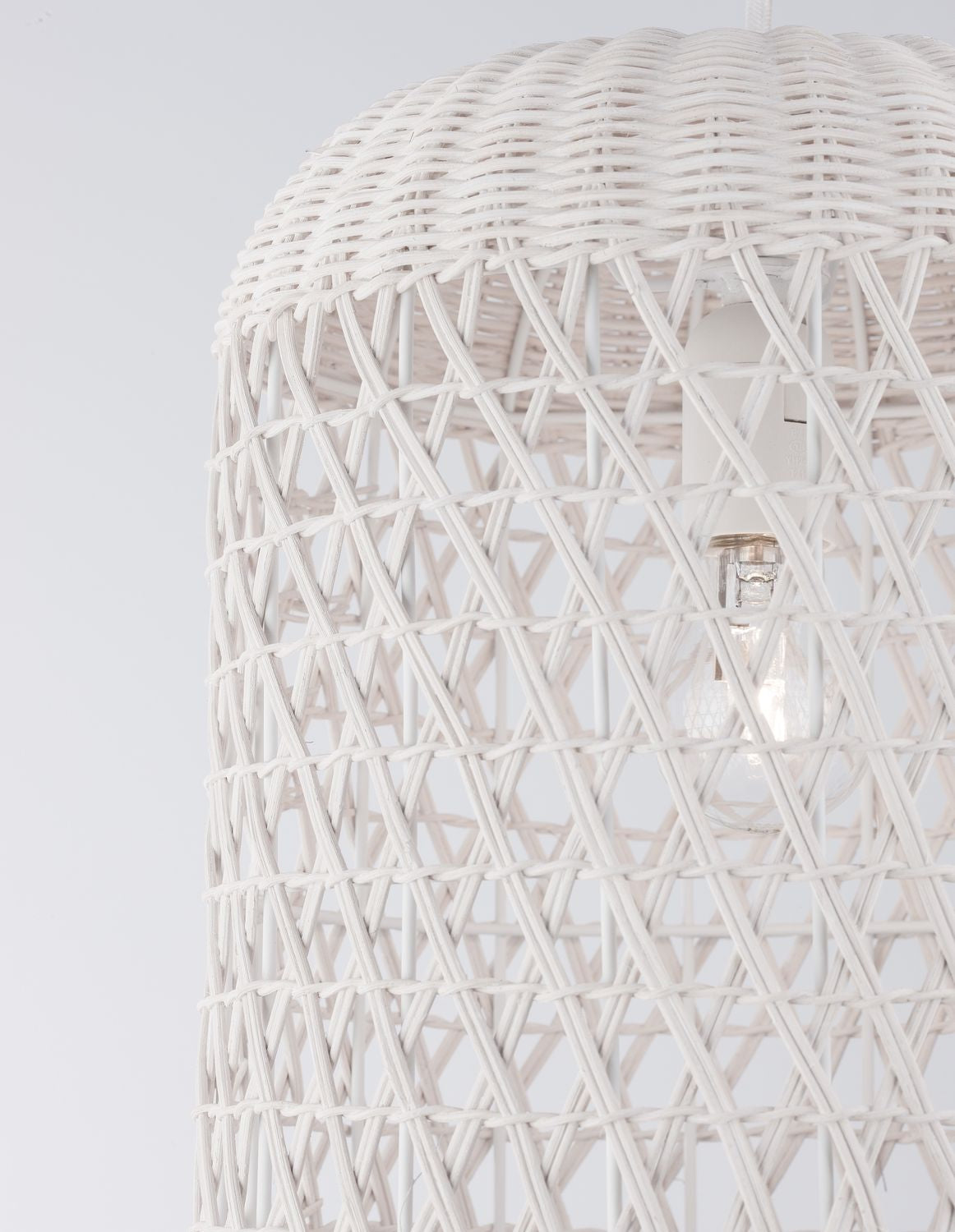 Suspension Aurora crème, rotin