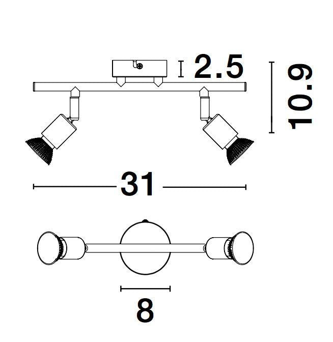 Plafonnier LUP 2 lumières noir