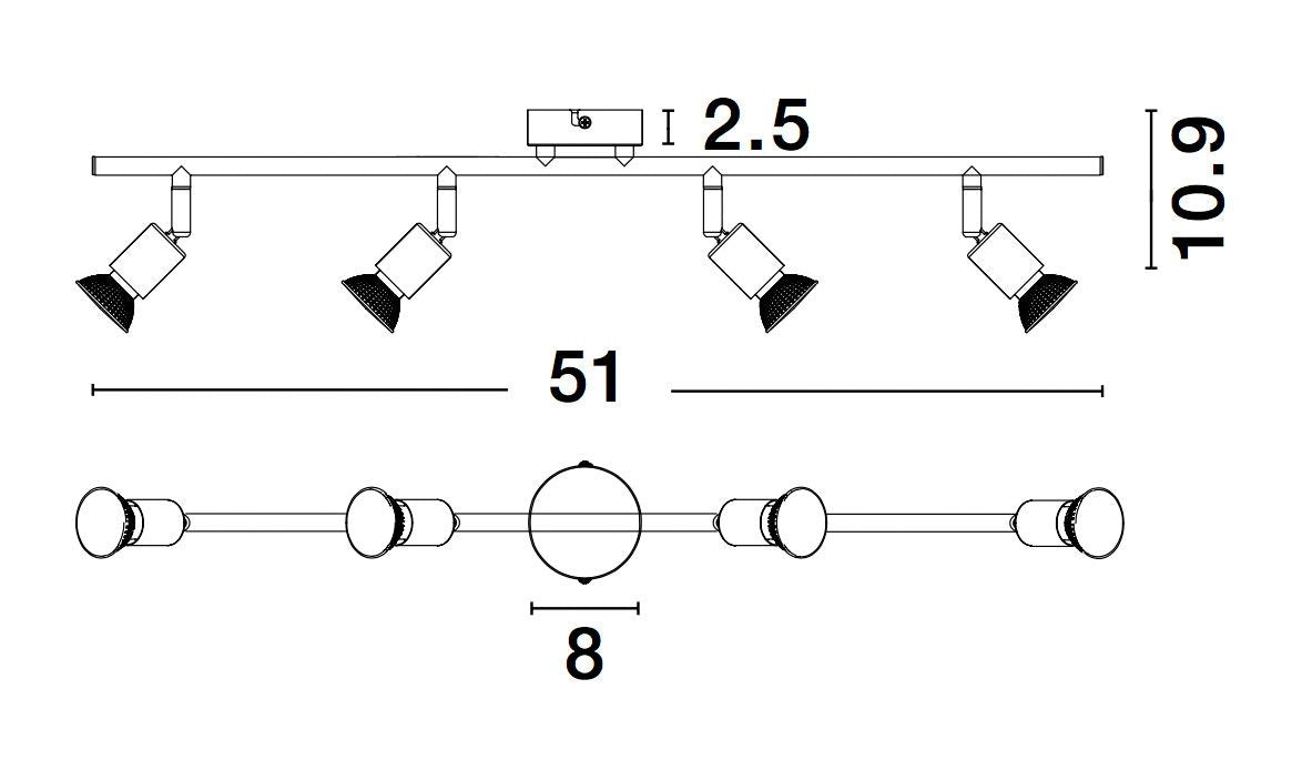 Plafonnier LUP 4 lumières noir