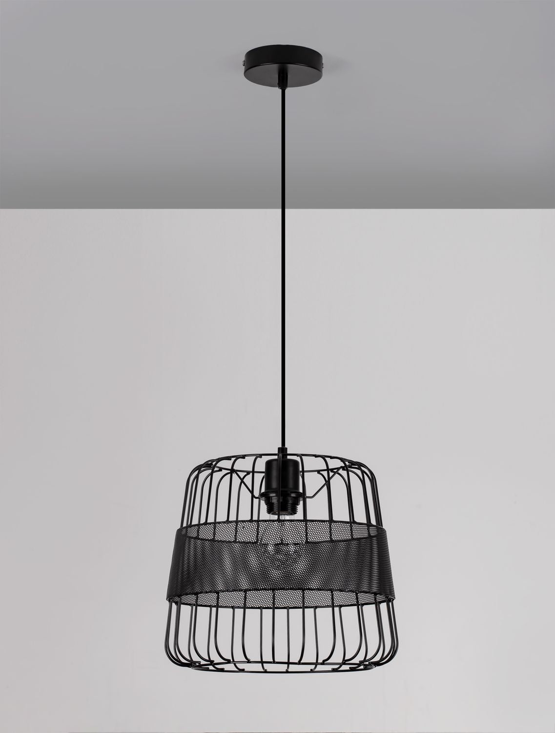 Suspension IAN noire, H 126 cm