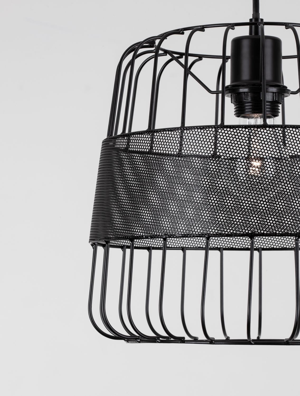 Suspension IAN noire, H 126 cm