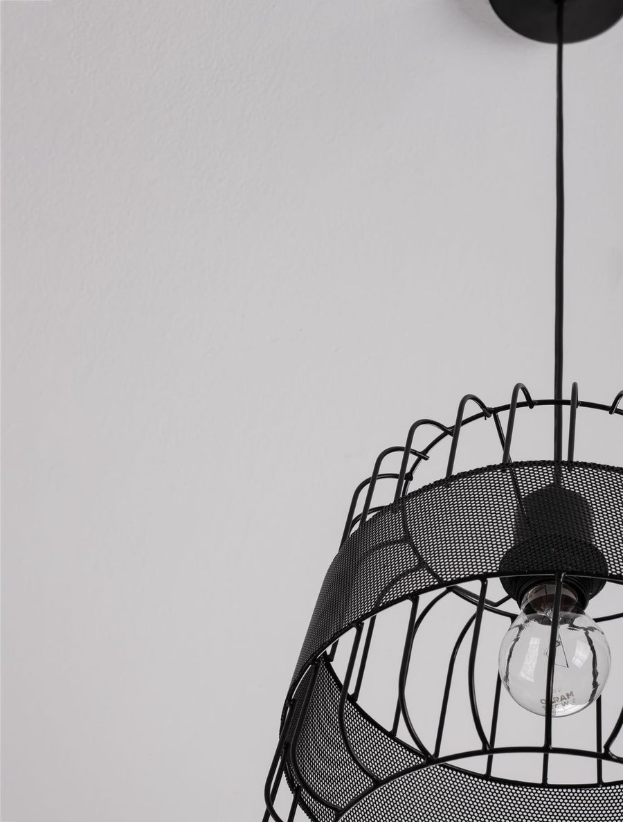 Suspension IAN noire, H 126 cm