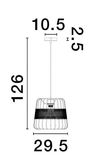 Suspension IAN noire, H 126 cm