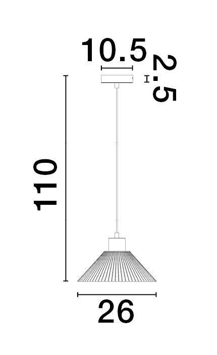 Suspension IAN noire, H 110 cm