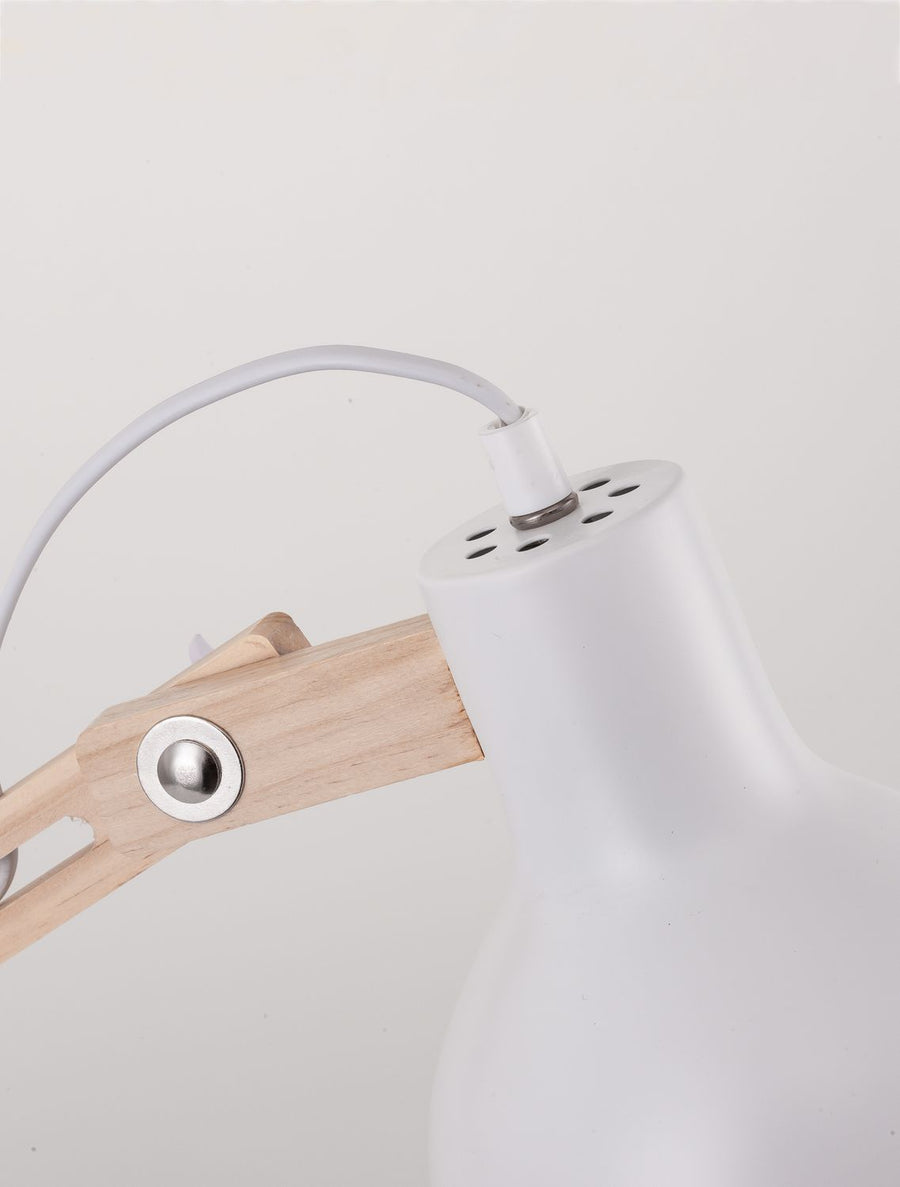 Lampe à poser Grou blanche, bois
